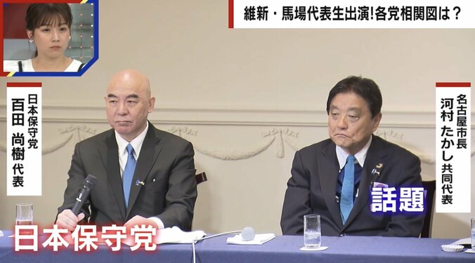 維新・馬場代表、日本保守党に「違和感がある」 共同代表の百田氏と河村氏に疑問「政治的な信念、理念は一緒なのか？」 1枚目