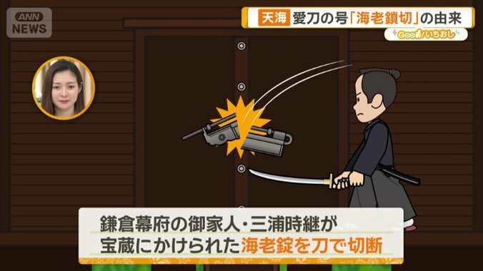 海老錠を刀で切断