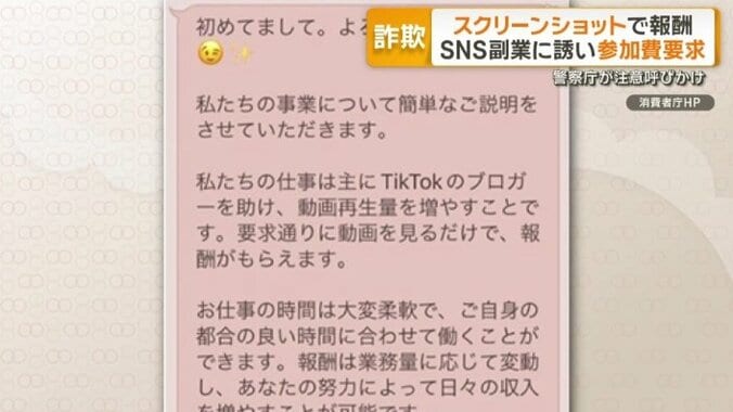 動画を見るだけで報酬がもらえるというメッセージ