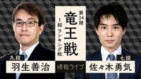 竜王戦1組ランキング戦 羽生善治九段 対 佐々木勇気七段