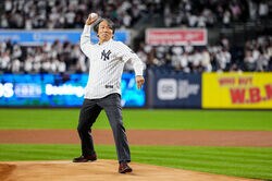 なんで…！？ 松井秀喜、豪快投球も“まさかの展開”「なぜ勝てない？w」始球式の“ジンクス継続”にファン困惑「松井さん何も悪くないけどな…」