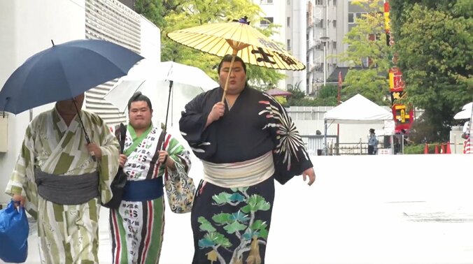 「ほぼトトロやんw」「傘小さくて濡れるわ」熱海富士、カメラが捉えた国技館入りの姿に騒然「大きさバグる」 2枚目
