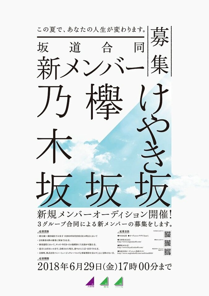 “坂道合同”新規メンバー募集オーディションがスタート 1枚目