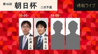 【中継】朝日杯 二次予選 広瀬八段－石田五段／第1局勝者対局