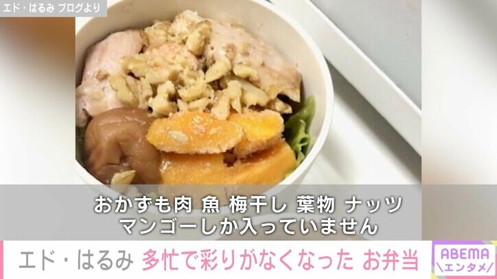 エド・はるみ、難関国立大の博士課程に合格し生活激変 忙しくて彩りがなくなった手作り弁当公開