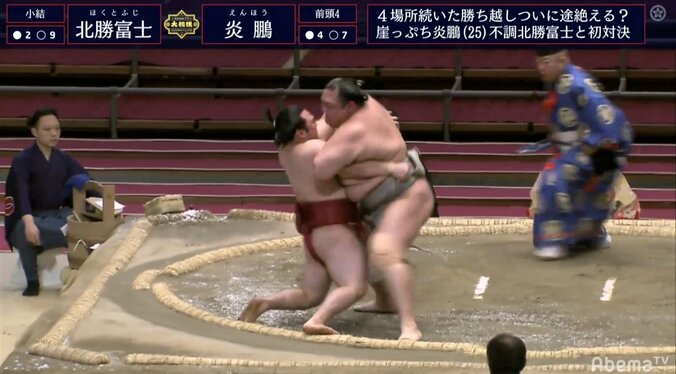 炎鵬、北勝富士の“極め倒し”に苦悶 旭道山「普通の方なら折れる。私は肩を外された」 2枚目