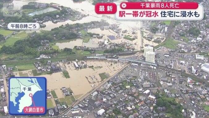 空から見たJR大網駅周辺