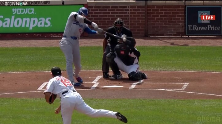 【映像】大谷、“バットの先で”バックスクリーンまで飛ばす衝撃アーチ