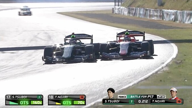 【写真・画像】“日本一速い男”のブロックが「うますぎる」 王座をアシストした“決死のバトル”に「これはアニマル野尻」「アウトラップ速すぎ」両者へ称賛　1枚目