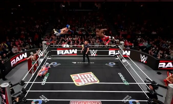 「どんな迎撃だよw」反対側のコーナーから飛んで…“規格外”の迎撃技が炸裂「なんて技だ！」 4枚目