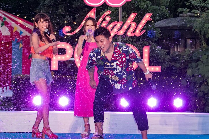 水着ギャル100名とのプール開きに、スピードワゴン井戸田が大興奮