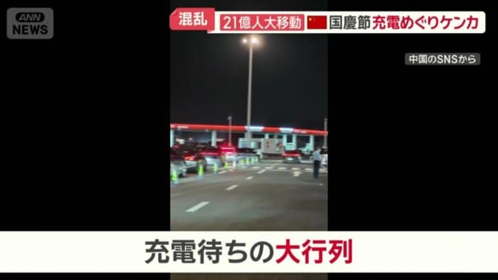 電気自動車の充電待ちの大行列