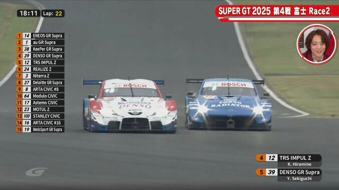 スーパーGT、抜きつ抜かれつ“超接近”バトルの「15秒」 猛アタックに「激しいけどクリーン」「混ぜるな危険」賞賛＆沸騰 4枚目
