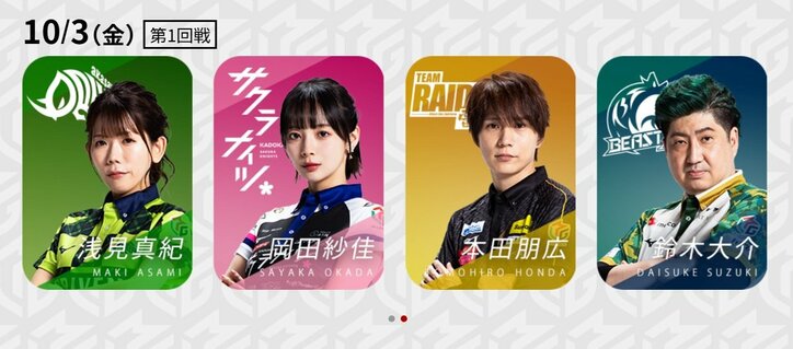 10月3日第1試合の出場選手