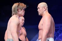 意地のジャンピングヘッド！ ノア旗揚げタッグ丸藤＆秋山を振り切った清宮海斗、武藤敬司のベルトを「俺が獲る」 【ABEMA 格闘TIMES】