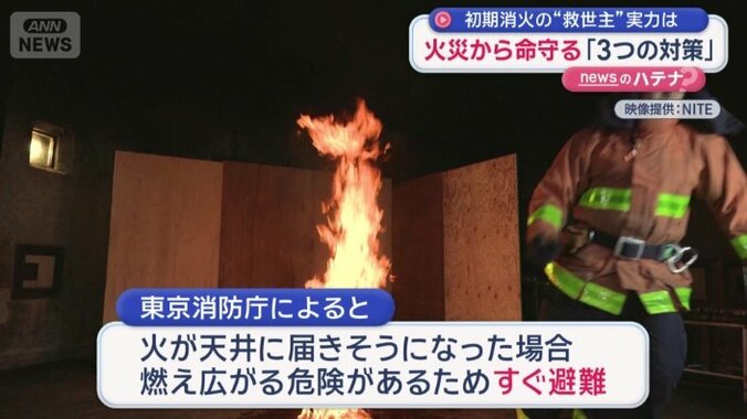 火が天井に届きそうなった場合はすぐに避難