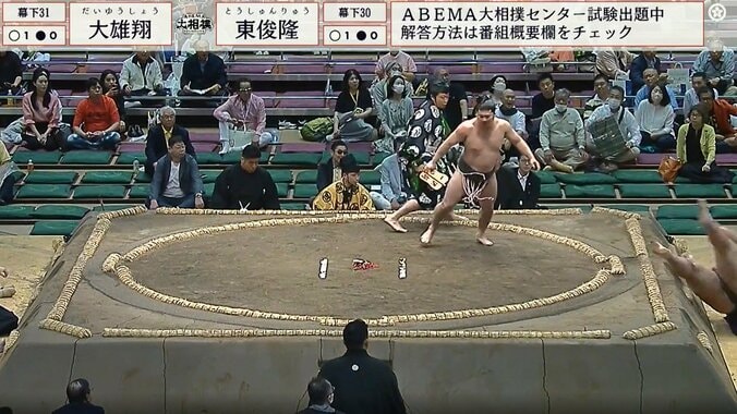 土俵下に飛んで行った大雄翔（追手風）