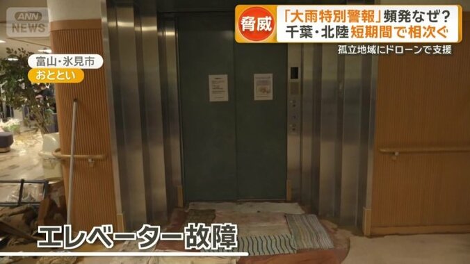 浸水の影響でエレベーターも故障