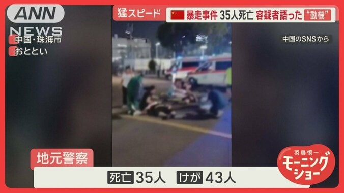 中国の車暴走事件　容疑者語った動機…離婚後の財産トラブル原因か　35人死亡43人けが 1枚目