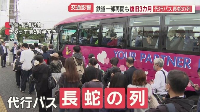 代行バスに長蛇の列
