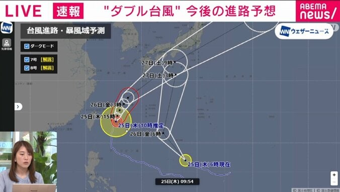 ダブル台風、今後の進路予測