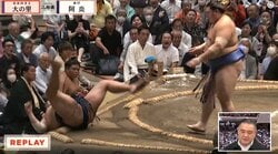 「吹っ飛びましたね」親方絶句…横綱の取組で衝撃結末 「こんなん交通事故やん」「160キロをふっ飛ばすパワー」ファン騒然