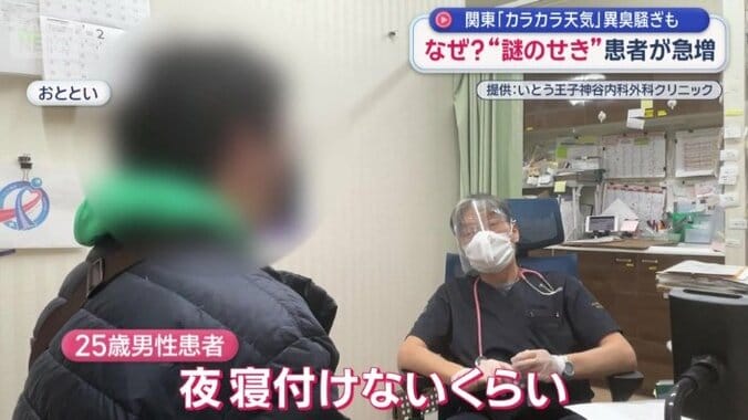 夜寝付けないくらいのせき