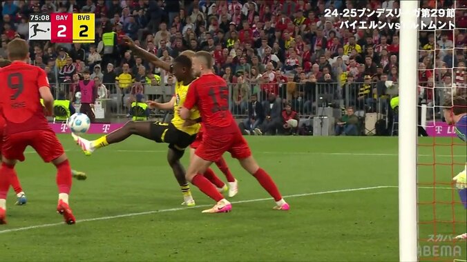 【映像】体を預けて反転しながらのセルフボレーシュート炸裂（1:55）