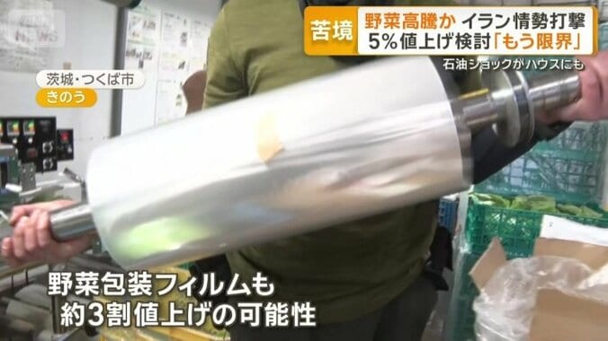 野菜包装フィルムも約3割値上げの可能性