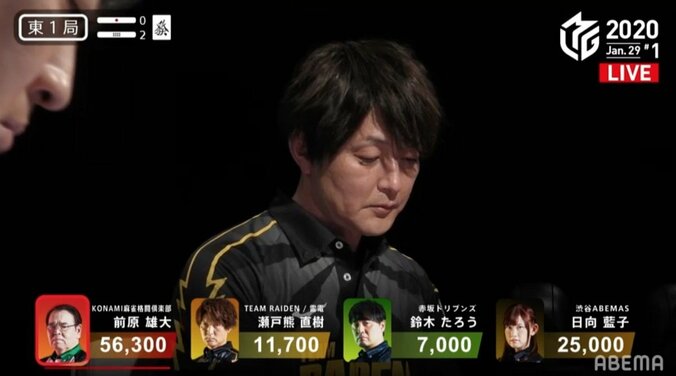 思いの乗った強い打牌にファンも「かっこいい」「すげえ！」と興奮 瀬戸熊直樹、気合の危険牌プッシュ／麻雀・Mリーグ 2枚目