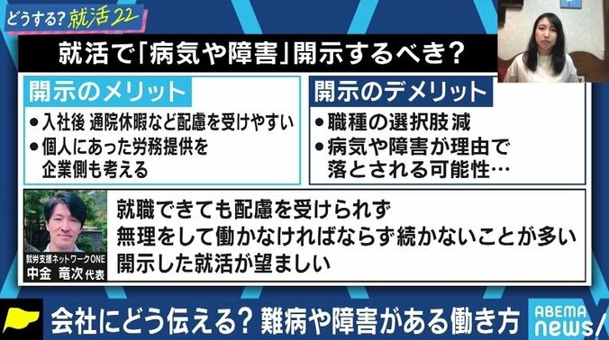 面接で説明すると落とされてしまう。“何ができるか”を見てほしい…働きたくても働けない、病気や障害に悩む就活生たち #アベマ就活特番 1枚目