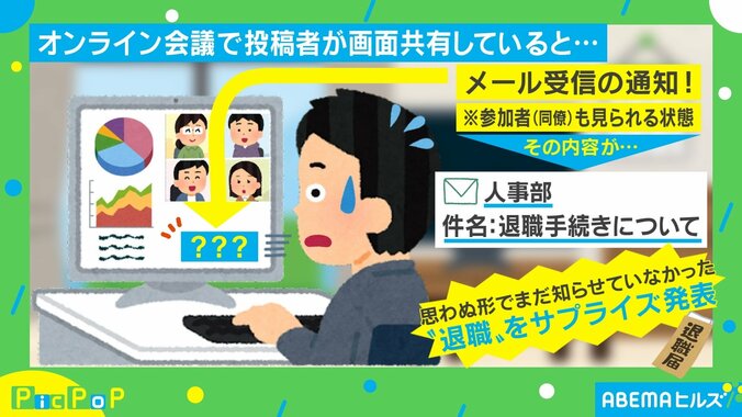 画面共有での通知事故…オンライン会議で“サプライズ悲報”に社員「え？マジで？」と驚きの声 2枚目