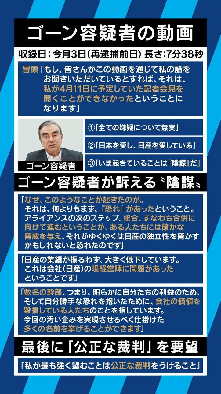 「蜘蛛の巣に絡め取られた蝶。その糸が弘中弁護士の“カミソリ”で切れるかどうかだ」ゴーン容疑者のビデオを元特捜検事が分析