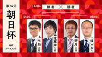 朝日杯 本戦トーナメント1回戦 永瀬拓矢王座 対 佐藤紳哉七段