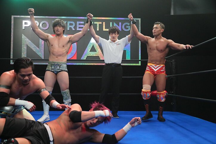 ‪「自然にできた」清宮海斗＆稲葉大樹、以心伝心のタッグ結成 フィニッシュは清宮の「対角線タイガースープレックス」