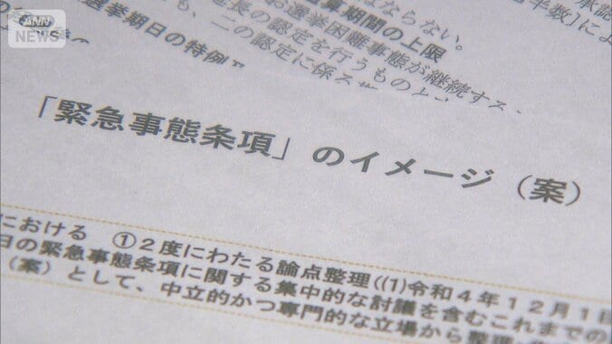 緊急事態条項に『イメージ案』　“議員任期延長”“緊急政令”に懸念 1枚目