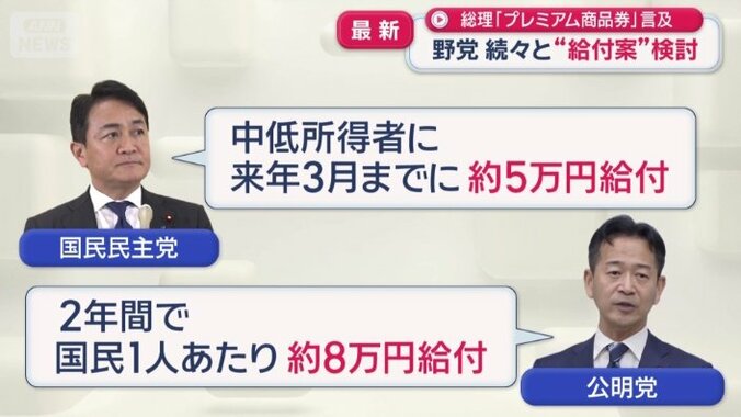 給付案が相次ぐ野党