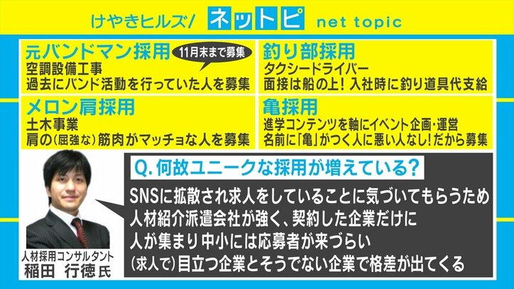 「くちヒゲ採用」「元バンドマン採用」「メロン肩採用」……ユニークな採用を行う企業が増えた理由
