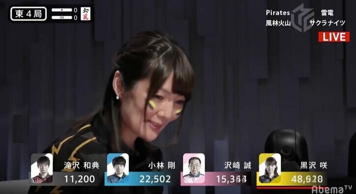 点棒落としてごめんあそばせ 黒沢咲の上品な振る舞いに「拾い方までセレブ」の声／麻雀・Mリーグ