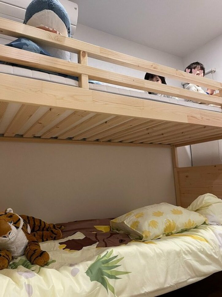 大渕愛子弁護士、息子達に購入した2段ベッドを披露「上の段の取り合いに」