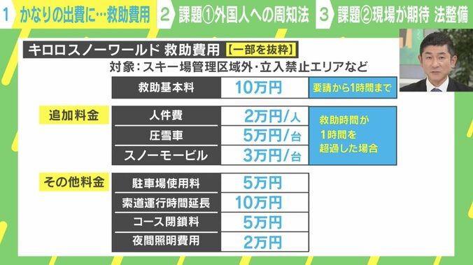 キロロスノーワールド 救助費用（一部を抜粋）