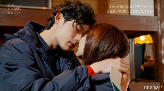 意中の女優とのキスシーン稽古で熱が入りまくり！思わず口もパクパクして… 3枚目