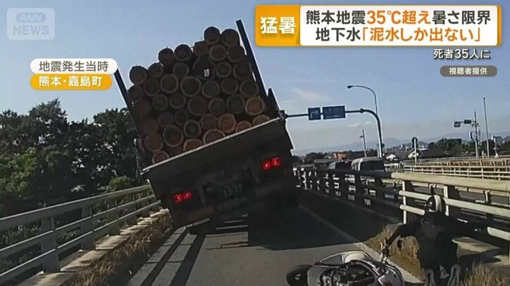 大きく横に揺れるトラック