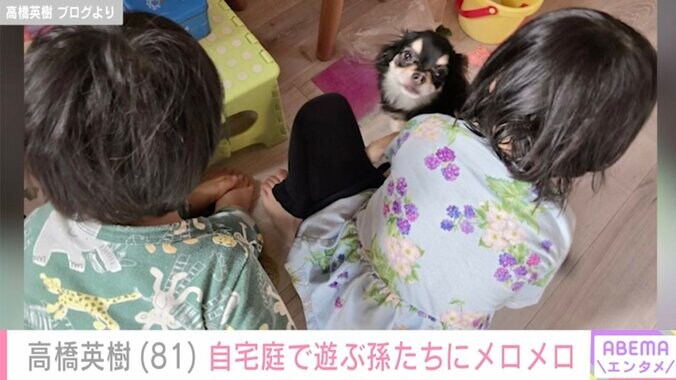 【写真・画像】高橋英樹（81）自宅庭で遊ぶ4歳＆2歳の孫にメロメロ「可愛いが渋滞していますね」　2枚目