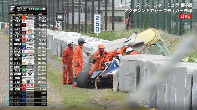 日本最速レースで戦慄クラッシュ…高速130Rで単独スピンからバリアへ直撃 ドライバー無事も鈴鹿一時騒然 3枚目