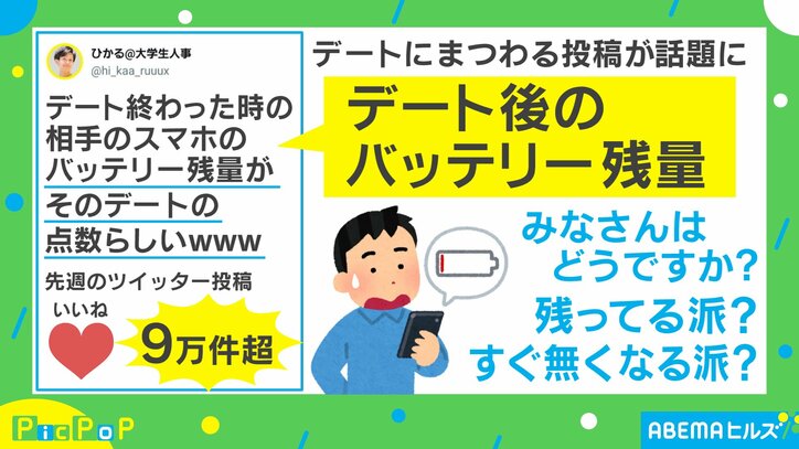 好きな人の前ではスマホは触らない？「デート後のスマホのバッテリー残量がそのデートの点数」説