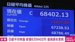 日経平均株価 終値6万8402円 最高値を更新
