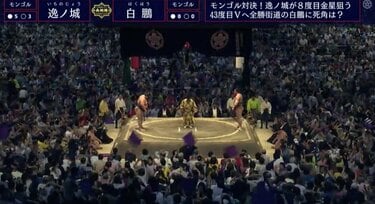 白鵬、“真っ向勝負”で力負け 逸ノ城に金星配給で舞った無数の座布団