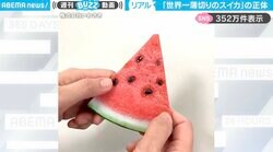 みずみずしく美味しそうなスイカ…実は“超薄切り”！？驚きの正体に「種をほじくりたくなる」「ダイエット中の我慢に使おうかな…」と話題