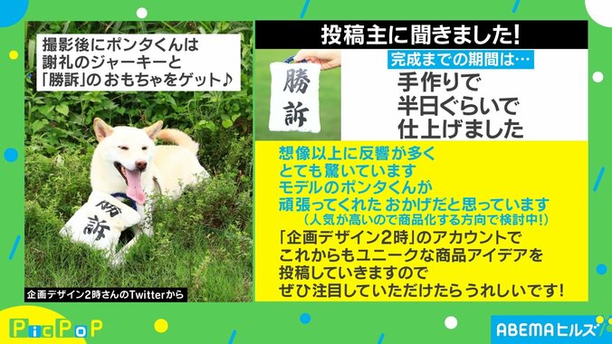 「かわいいは正義」吉報の“2文字”をくわえた犬がTwitterで話題 投稿主「イメージが重なった」 2枚目